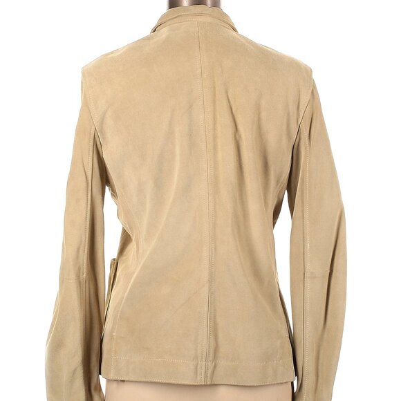 Banana Republic Tan Suede Leather Jacket Sz L - Picture 2 of 4